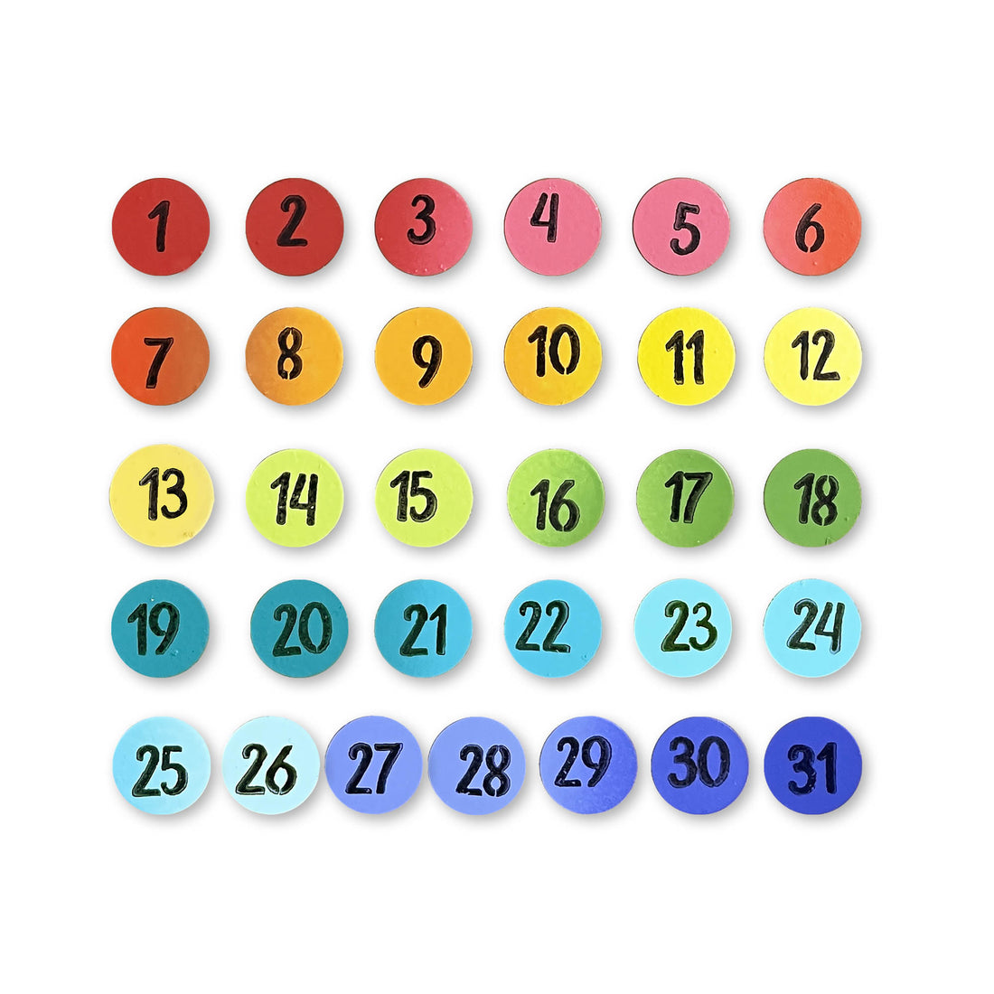 Calendar Number Magnets - Rainbow