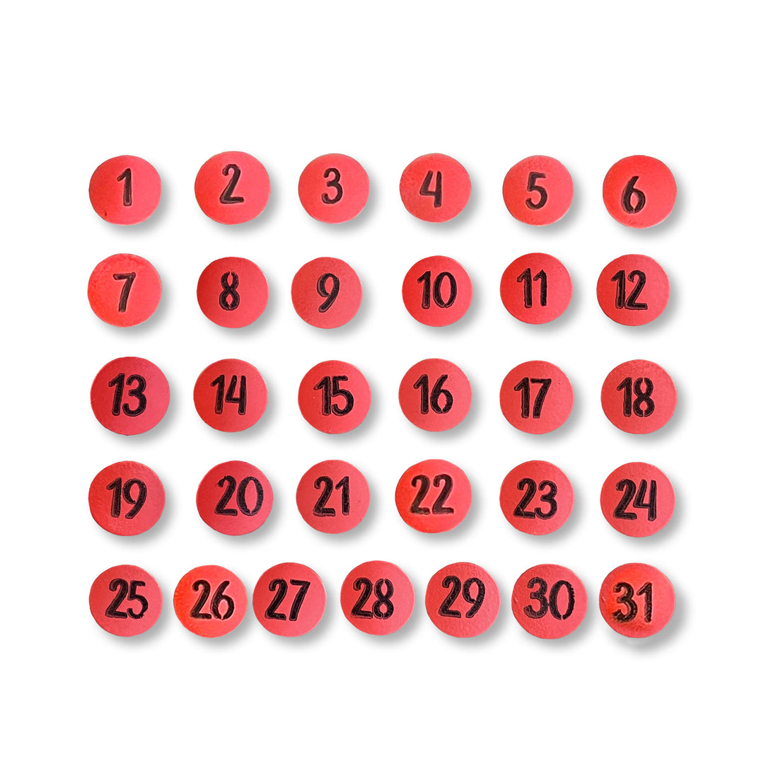 Calendar Number Magnets - Red
