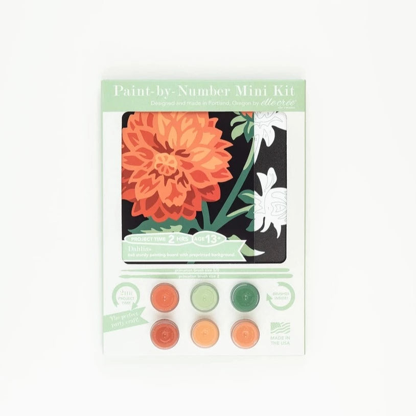 Dahlias Mini Paint-By-Number Kit