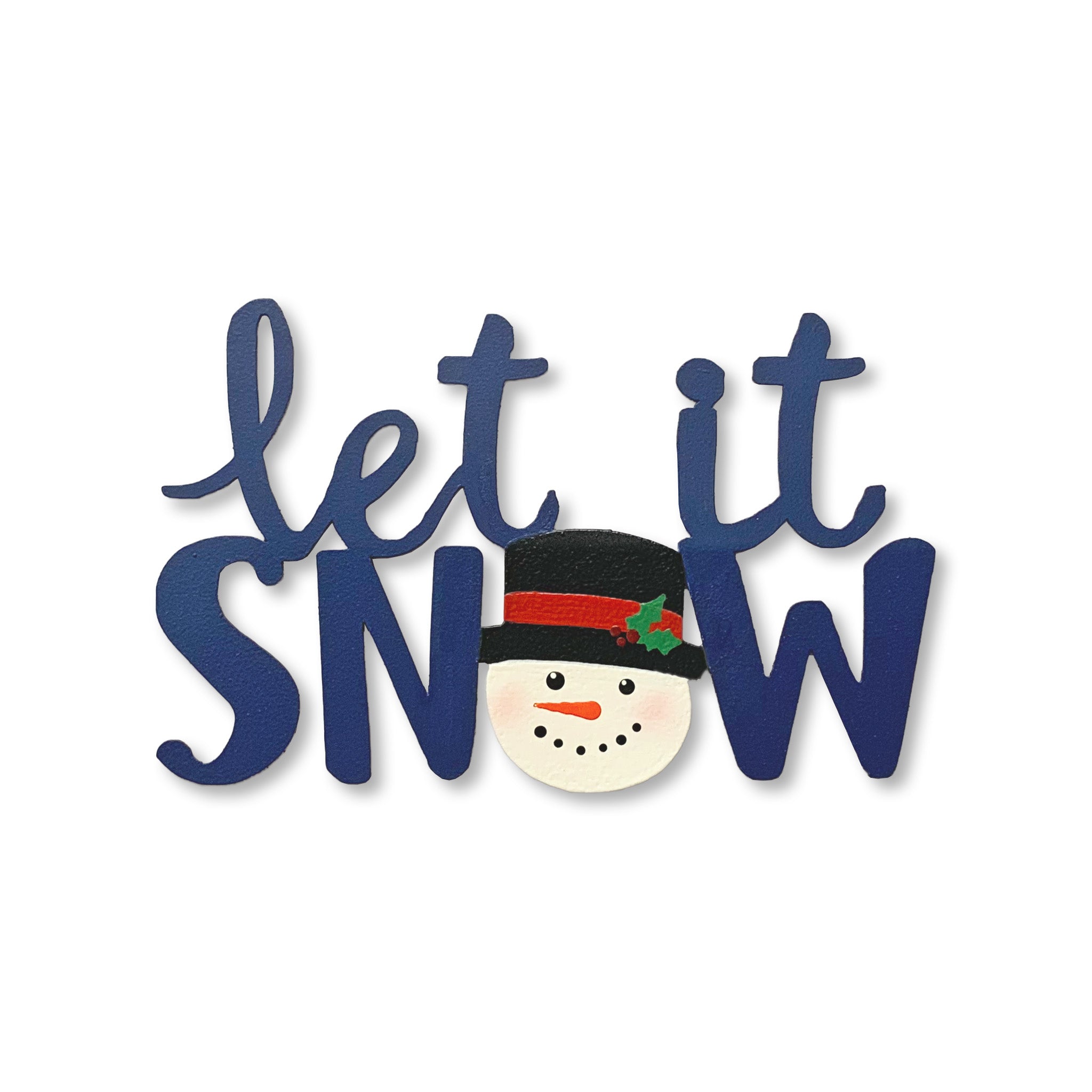&quot;Let it Snow&quot; w/ Snowman Magnet - Navy