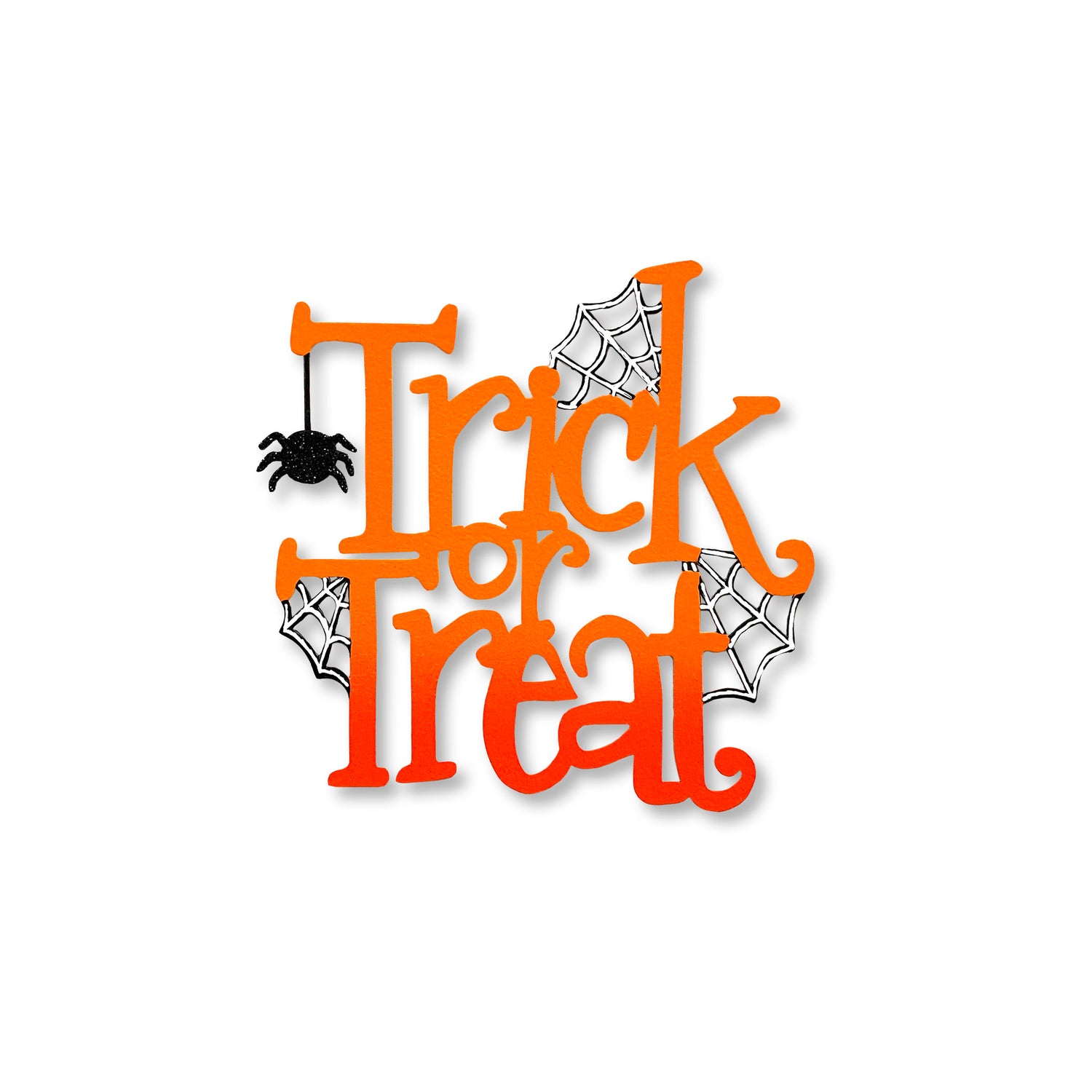 „Trick or Treat“-Magnet mit Spinnenorange