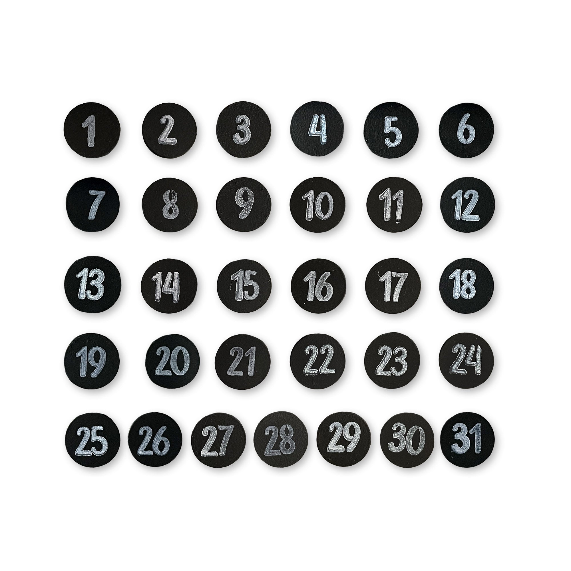 Kalenderzahlen-Magnete – Schwarz