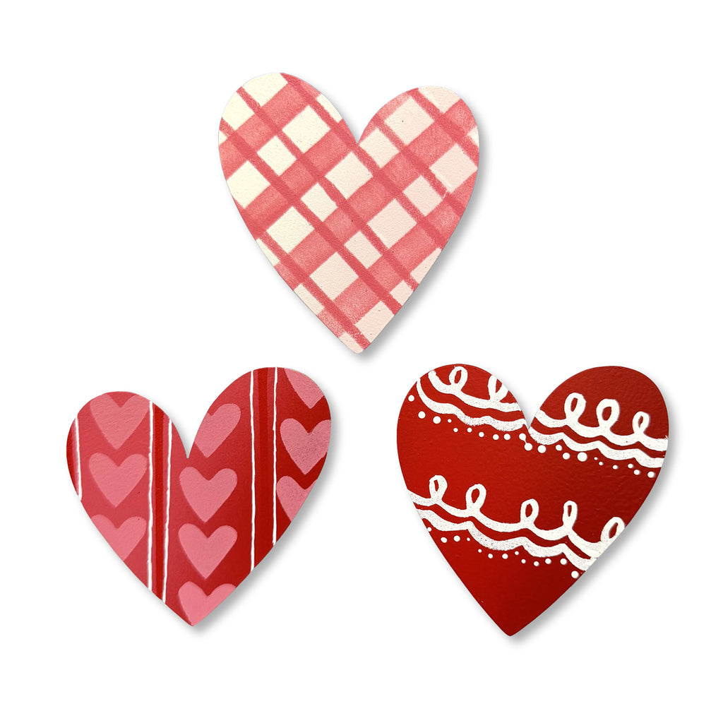 Heart w/ Patterns Mini Art Pop Magnets S/3