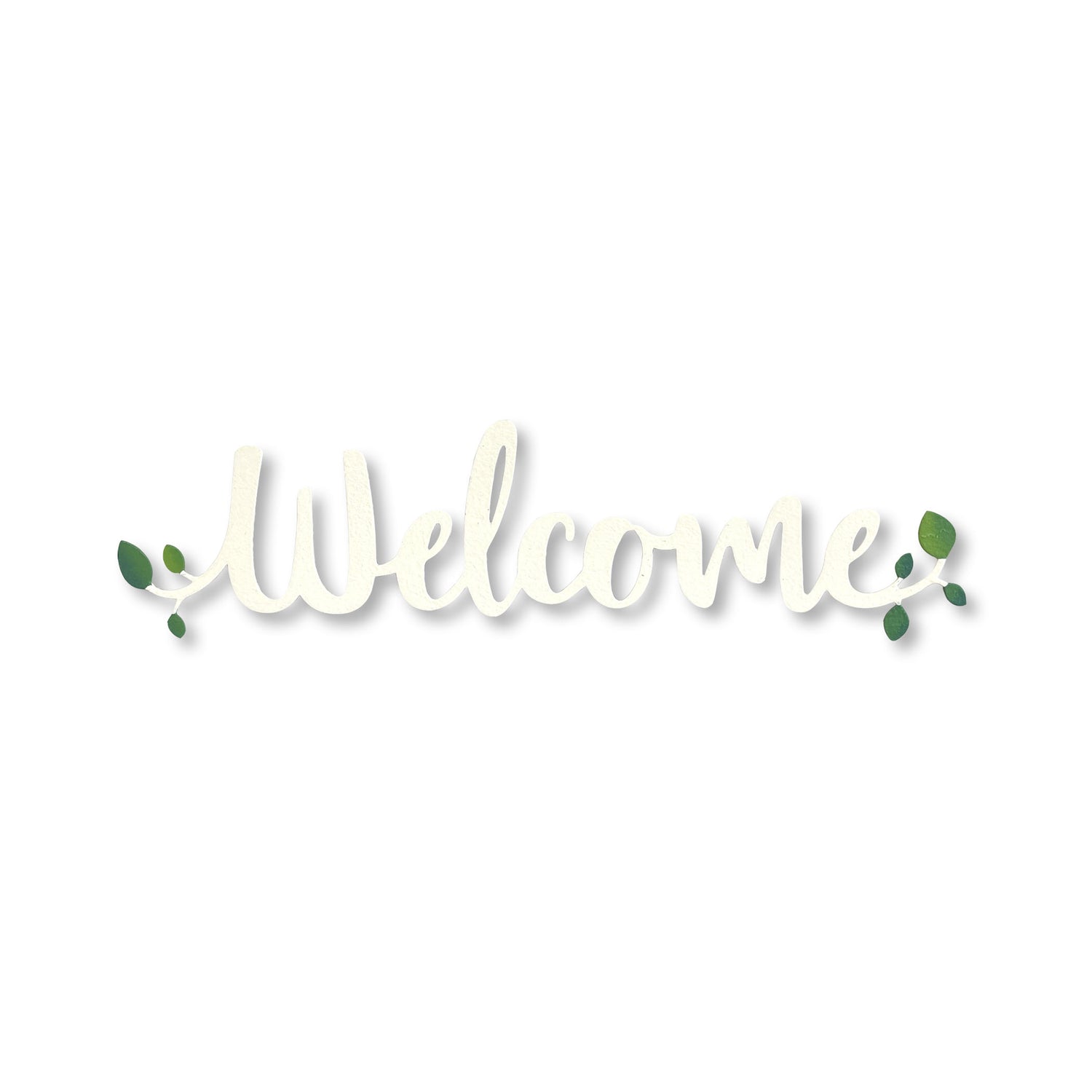 &quot;Welcome&quot; w/ Greenery Magnet - 7&quot; White
