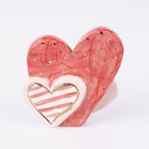Red &amp; White Heart Ceramic Figurine - Glory Haus Topper