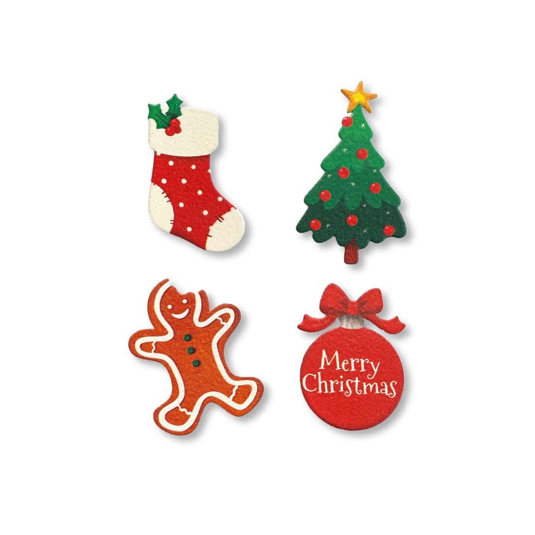 Merry Christmas Magnets S/4