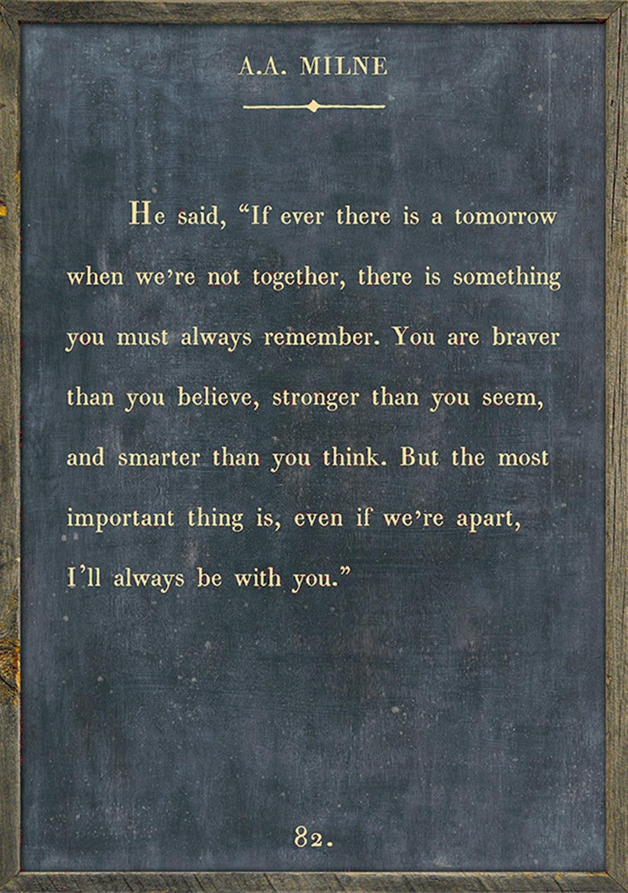 A.A. Milne Quote- Wood Charcoal
