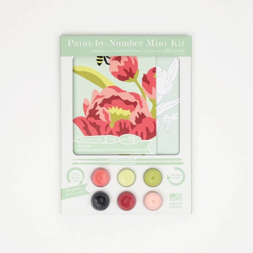 Peonies Mini Paint-By-Number Kit