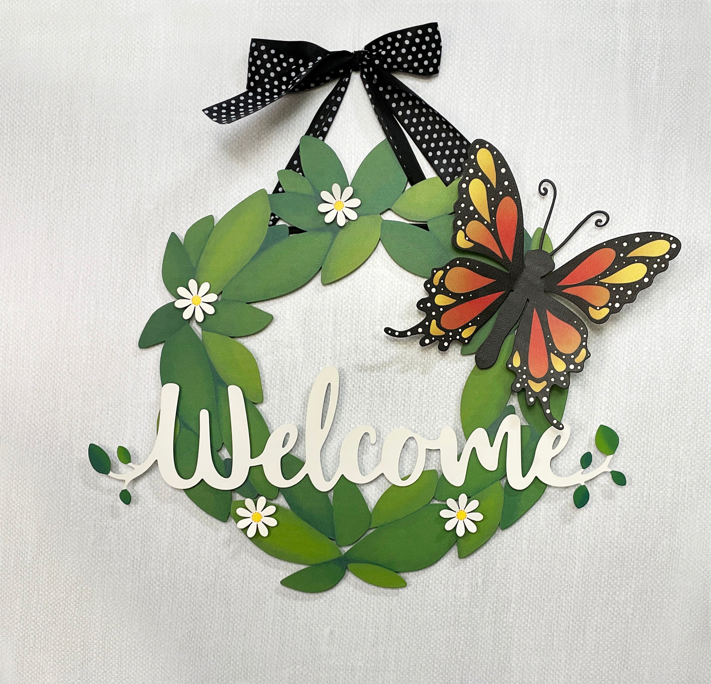 &quot;Welcome&quot; Magnetic Word w/ Greenery - 18&quot; White