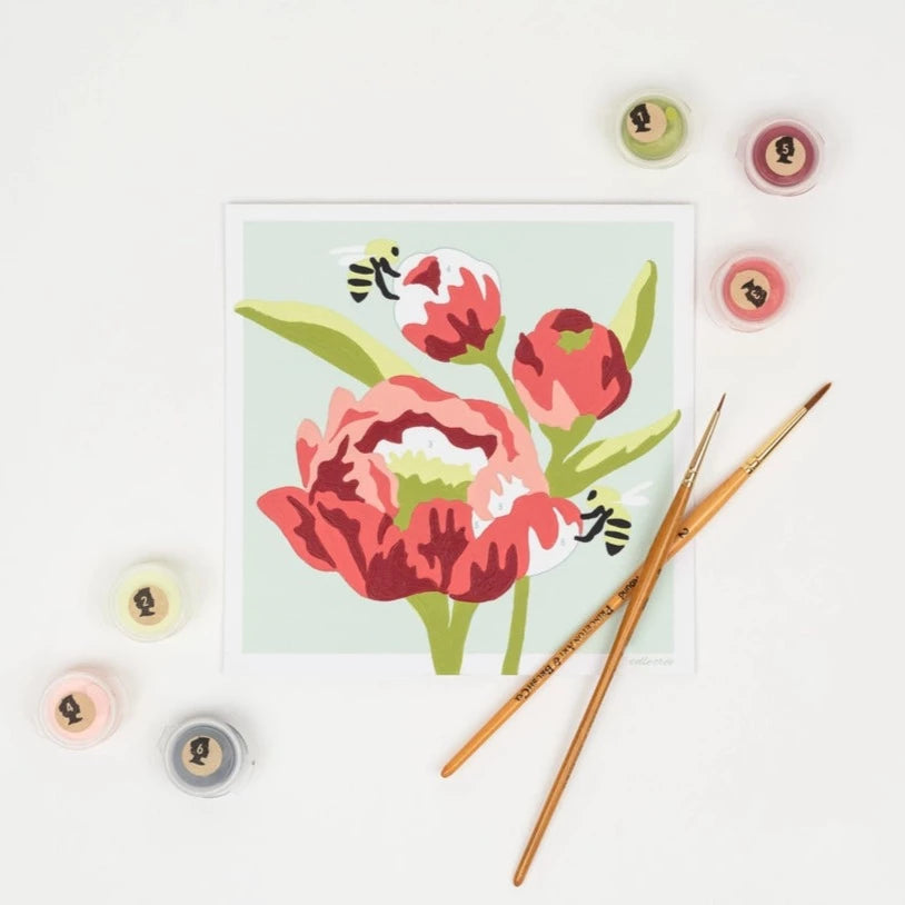 Peonies Mini Paint-By-Number Kit