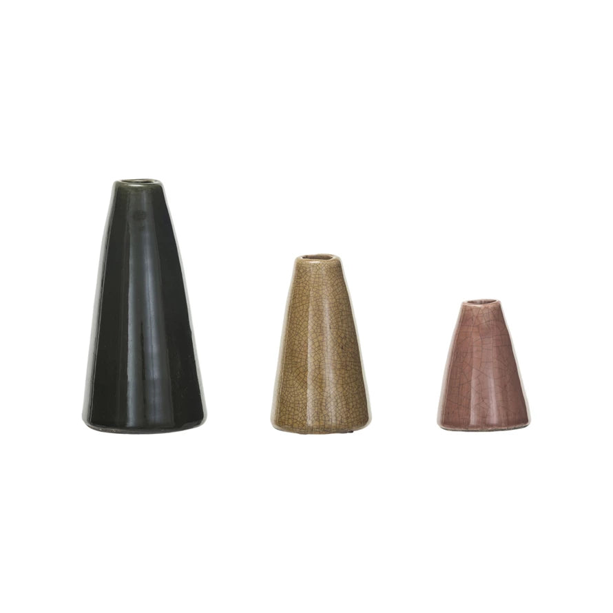 Terra-cotta Vase w/ Crackle Glaze, 3 Styles