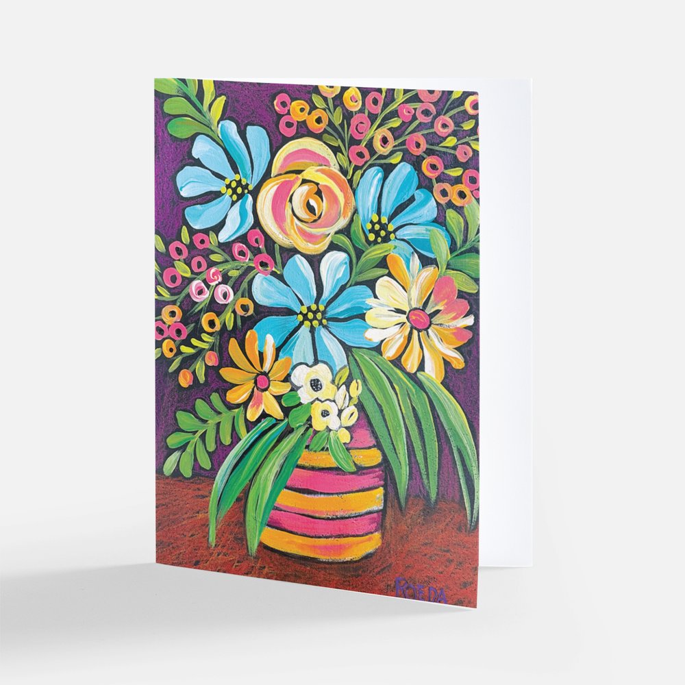 Greeting Card by Carol - Pink Stripe Vase