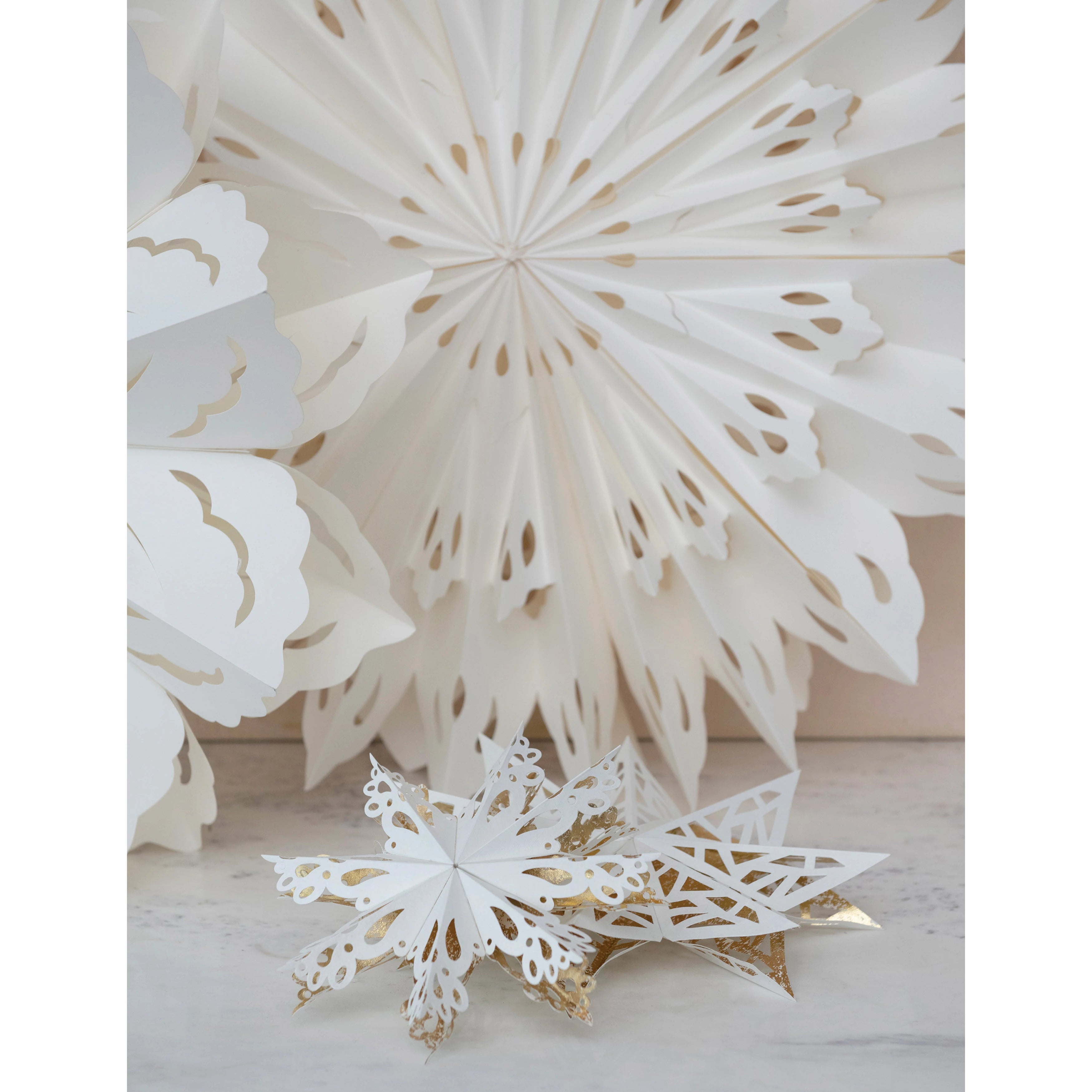Handmade Recycled Paper Folding Snowflake Ornament, 12&quot;