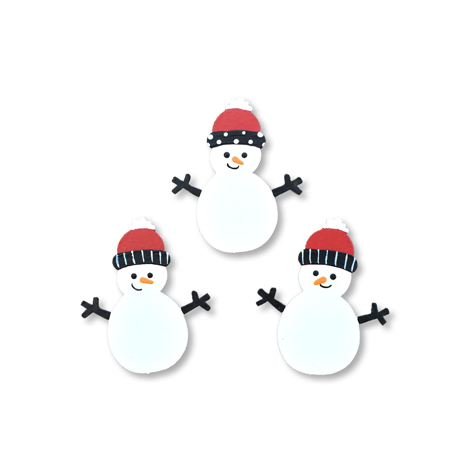 Snowmen with Stocking Cap Magnets