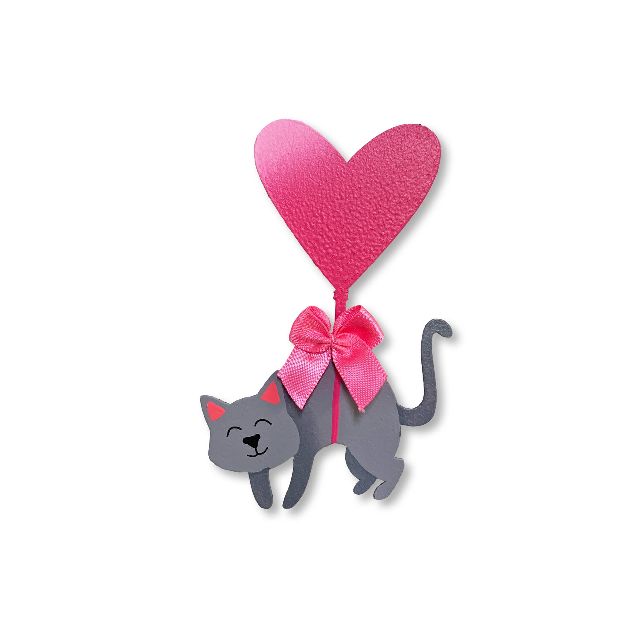 Cat w/ Heart Balloon Magnet