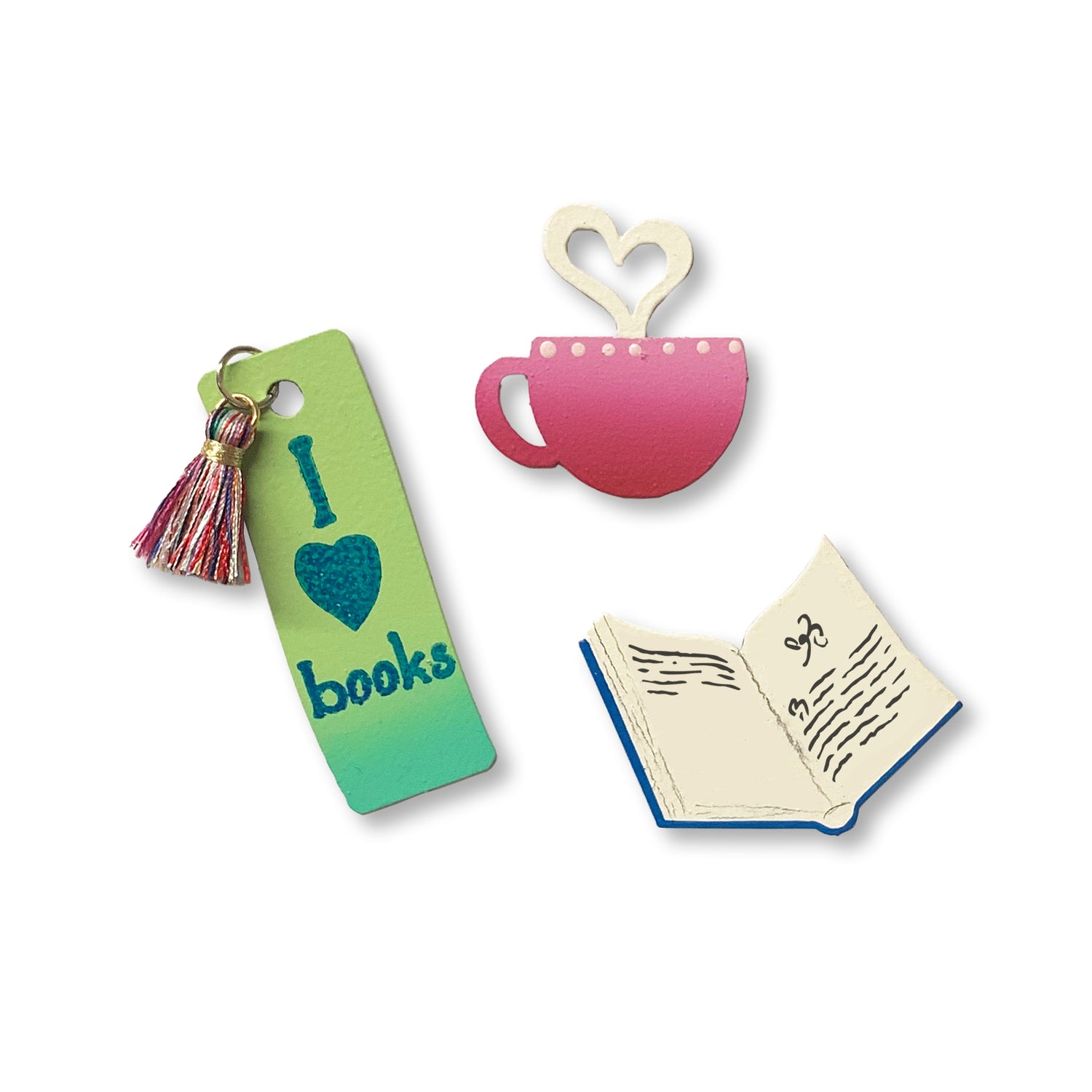 I Heart Books Magnets S/3