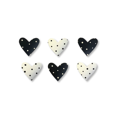 Heart Magnets S/6 Black/White