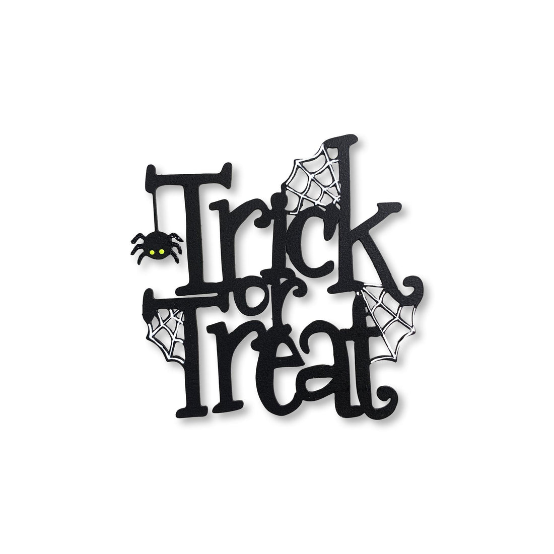 „Trick or Treat“-Magnet mit Spinnenschwarz