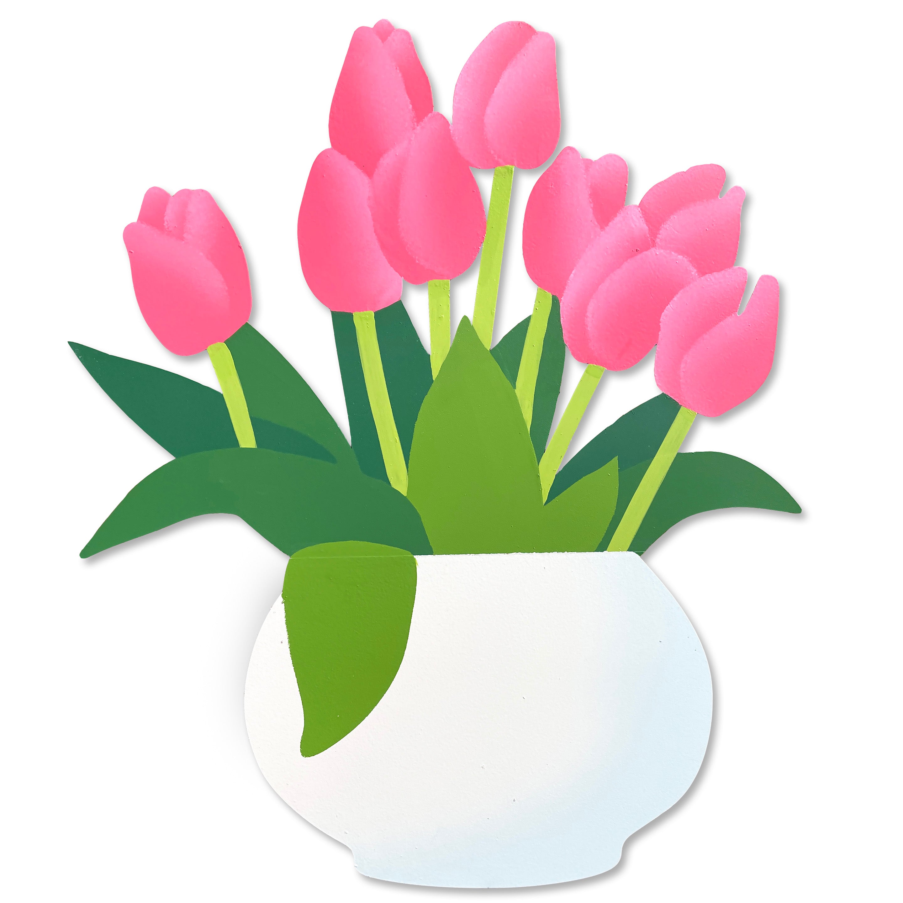 Tulip Bouquet Wall Art - Cream Pot