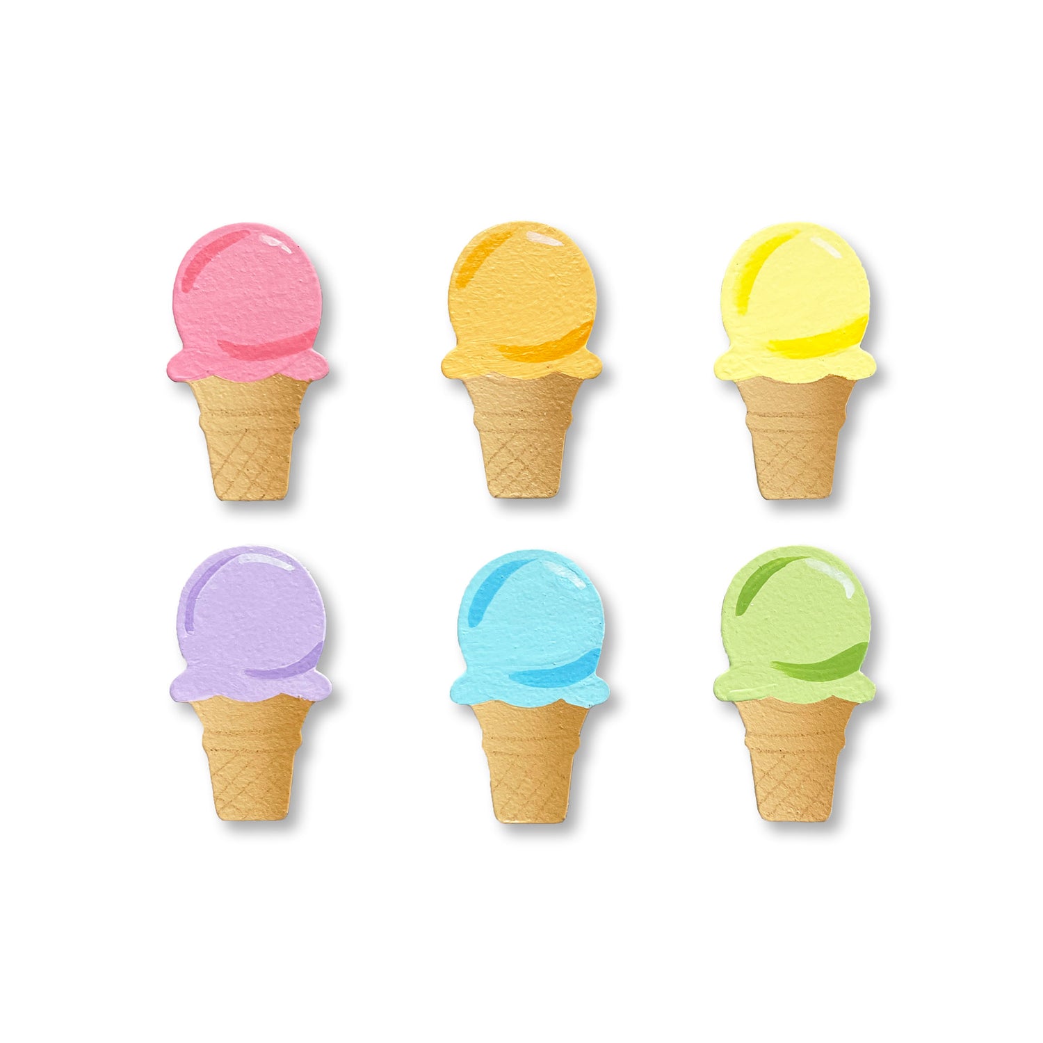 Rainbow Ice Cream Cone Magnets S/6