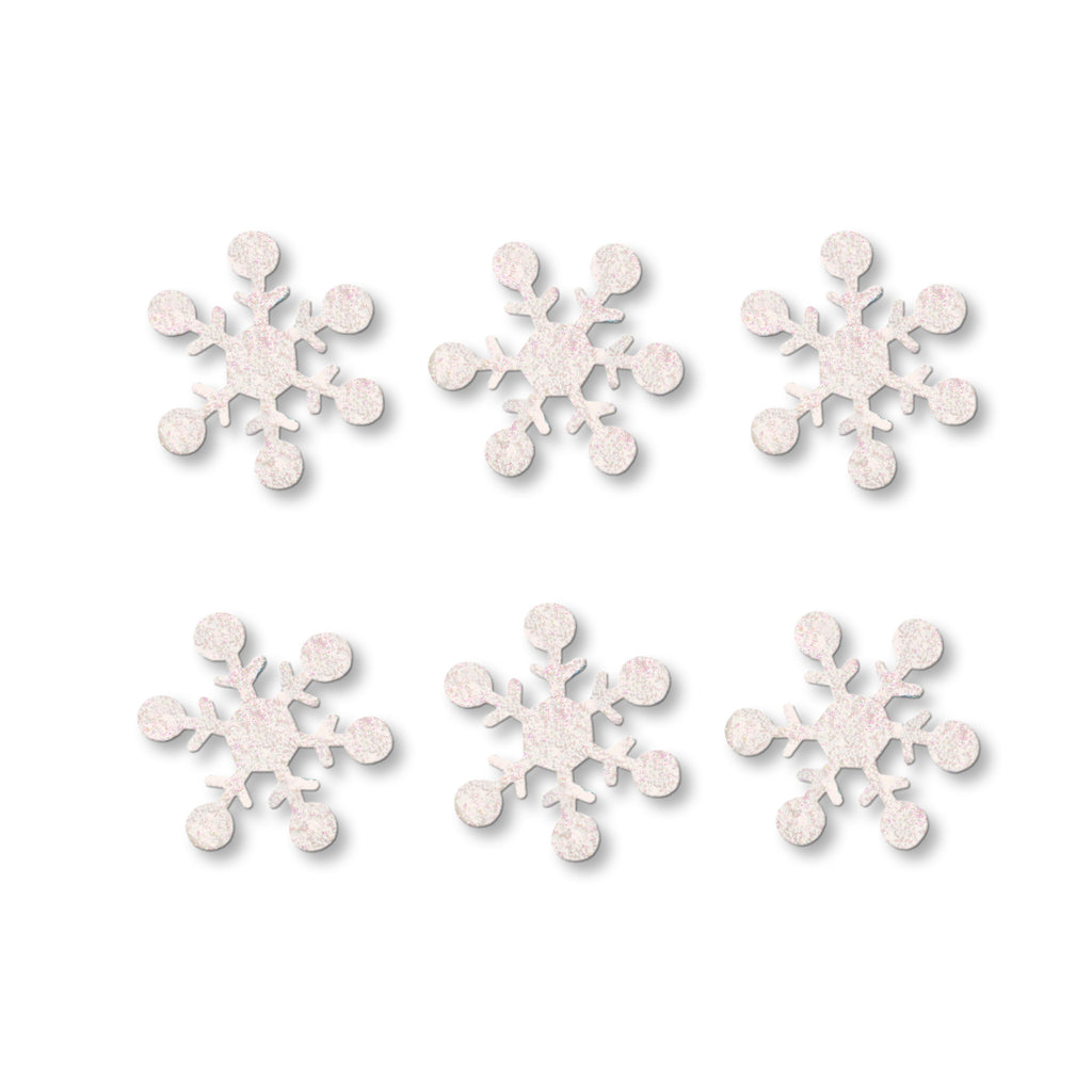 Snowflake Magnets S/6 White Glitter