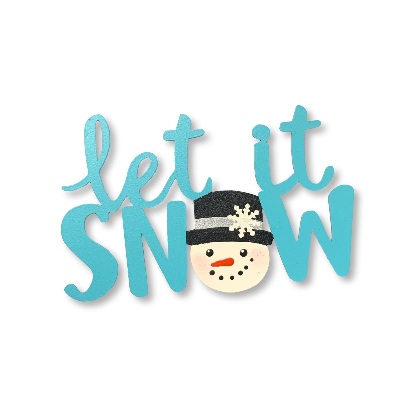 &quot;Let it Snow&quot; w/ Snowman Magnet - Teal