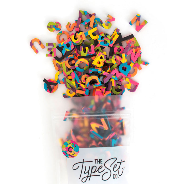 The Type Set Co.® Soft Magnetic Letters Sans Serif Rainbow Confetti Pop