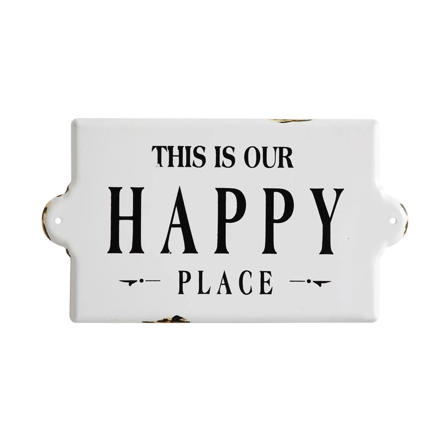 &quot;This is Our Happy Place&quot; Enameled Wall Decor