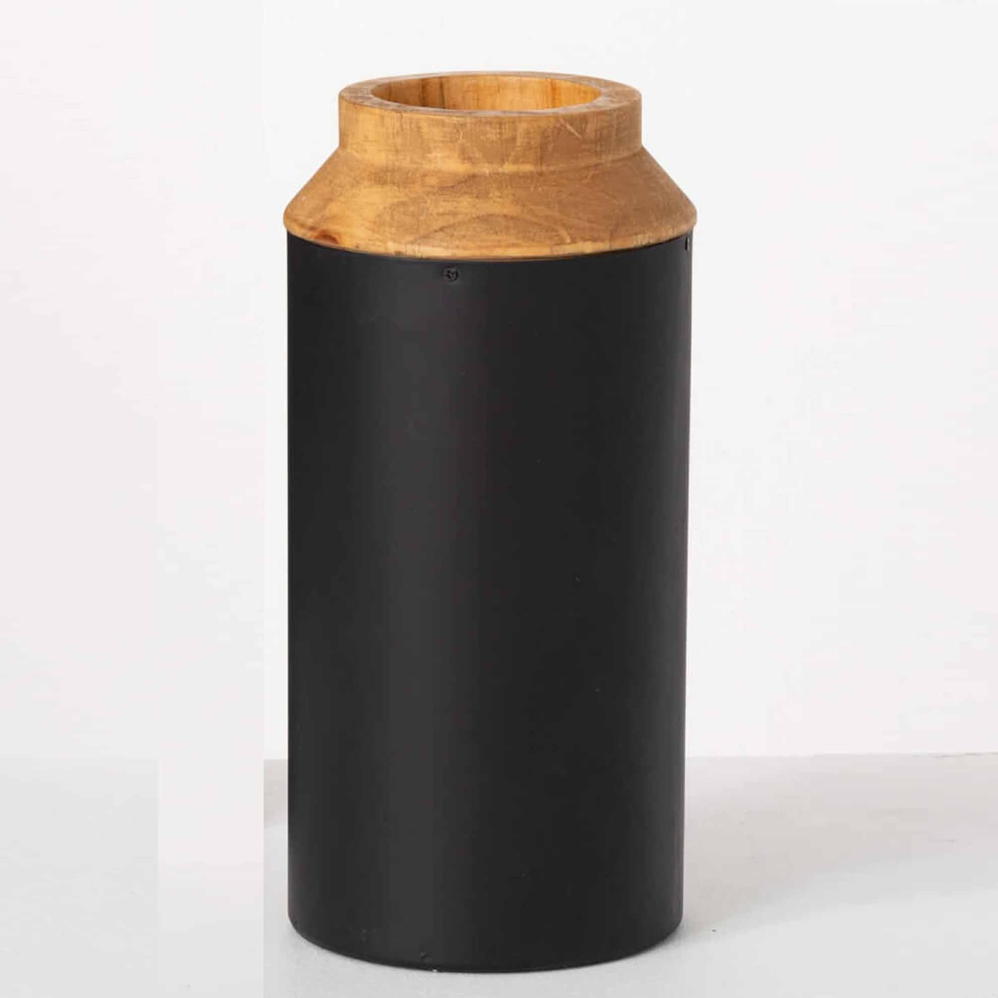 Vase aus Holz und Schwarz